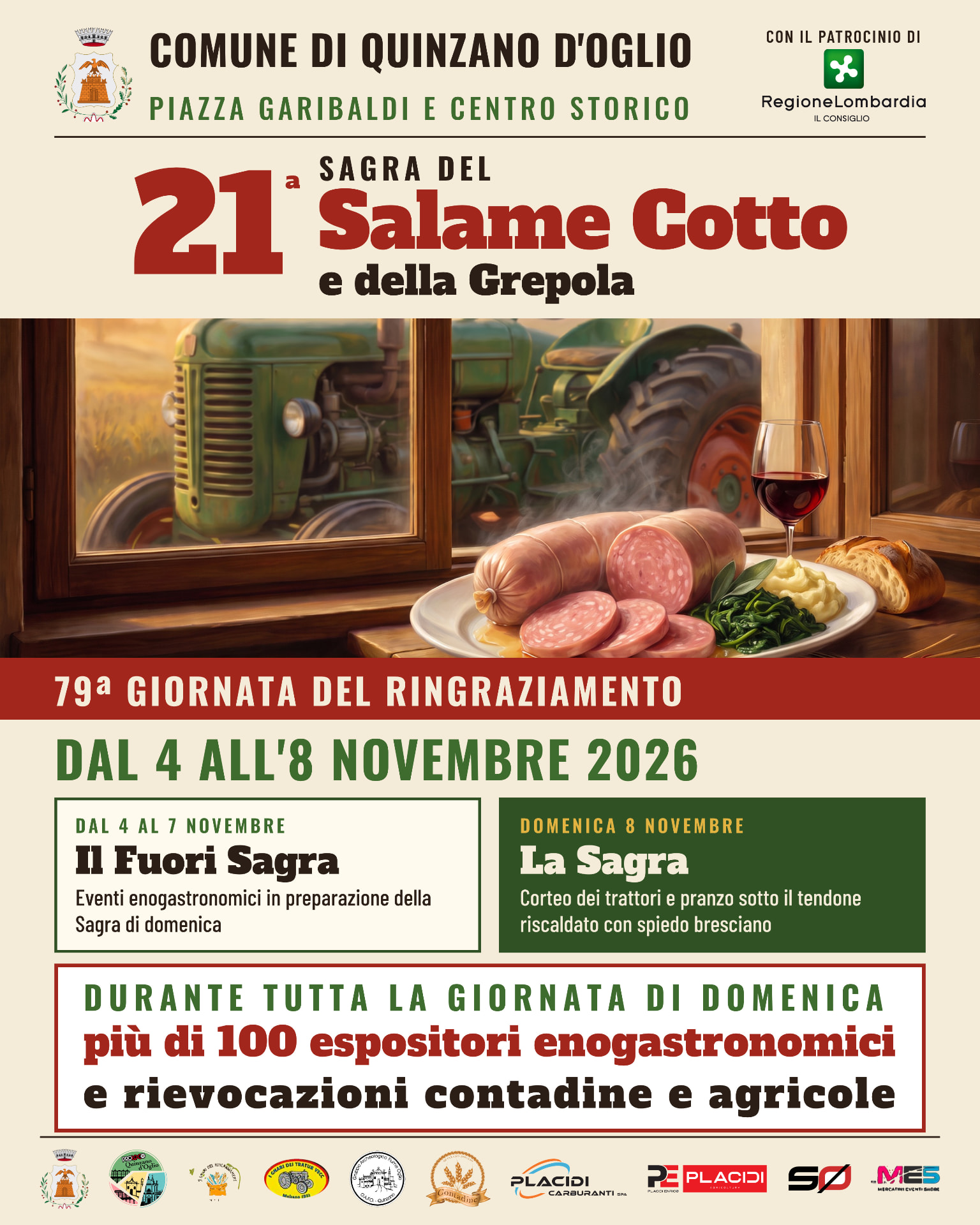 Locandina ufficiale della 21ª Sagra del Salame Cotto e della Grepola 2026